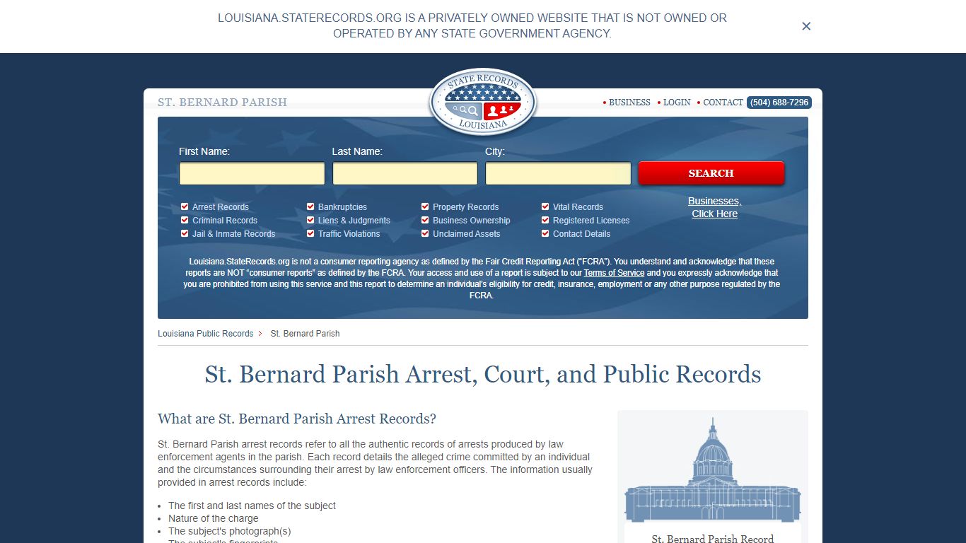 St. Bernard Parish Arrest, Court, and Public Records