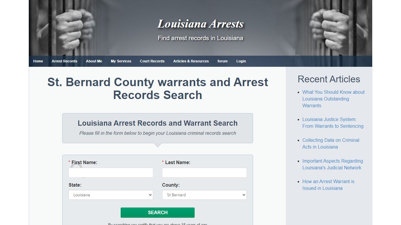 St. Bernard County warrants and Arrest Records Search